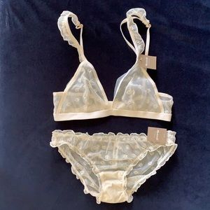 NWT Madewell Mesh Ruffle Eden Bra and Panty Set